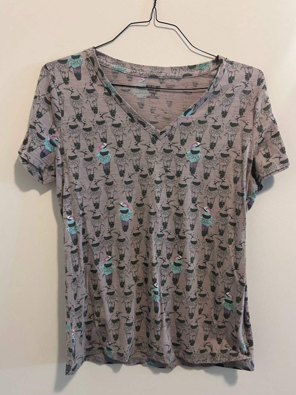Mossimo Supply Co. Heather Gray Tee with Teal & Light Pink Accents